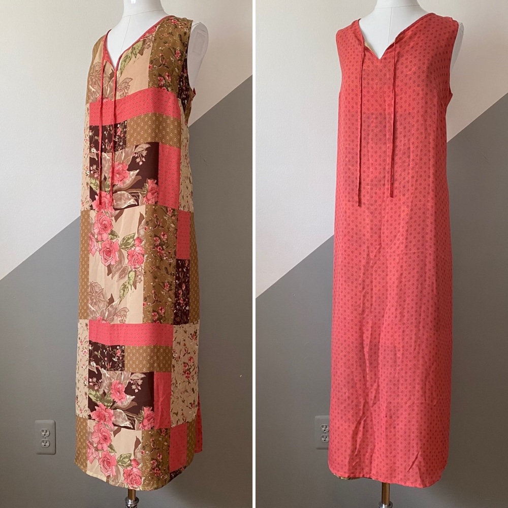 Emma James Size 16W Reversible Patchwork Maxi Dress Chifon Cottagecore